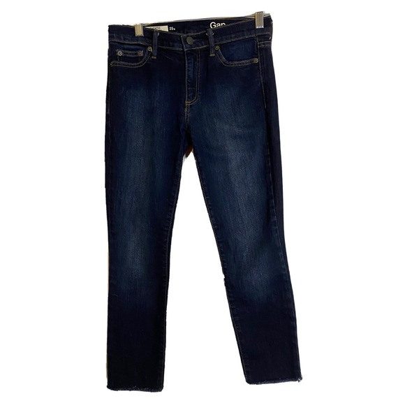 GAP Denim - GAP 1969 Skinny Jeans Size 25 Short Blue Stretch Distressed Hem